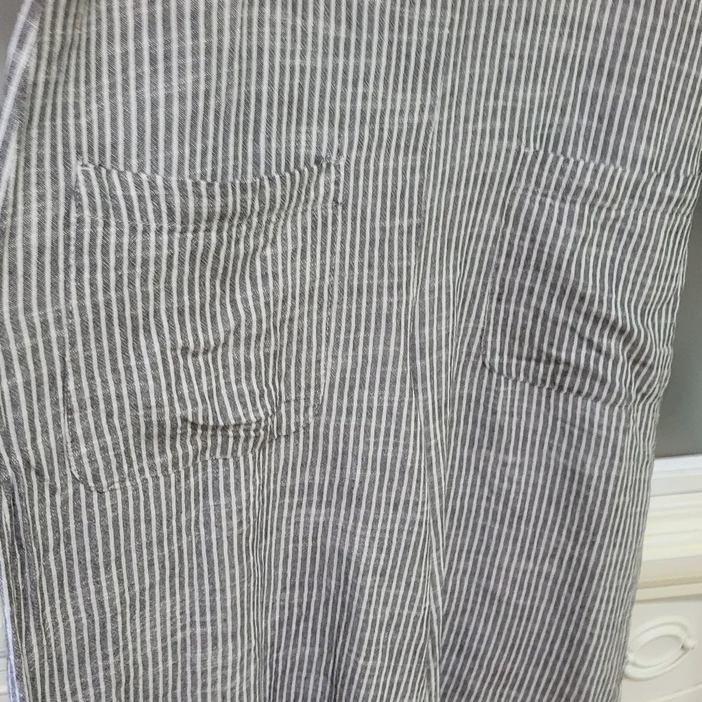 Max Studio Striped Sleeveless Pin Stripe Jumpsuit Rumper Cotton Linen Blend Sm - Picture 6 of 14